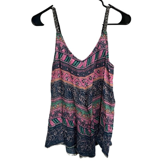 Japna NWT Bohemian Style Multicolor Sleeveless Camisole Top Ethnic Print Sz Smal - Picture 2 of 8